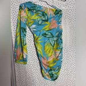 Tropical Print One-Shoulder Dress